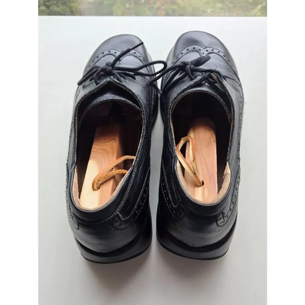 Dromedaris Hornbill Leather Comfort Lace Up Oxfords Size EU 42 Black Wingtip